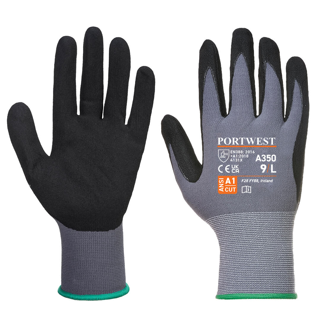 A350 Portwest® Dermiflex Nitrile Foam Coated A1 Grippy Work Gloves