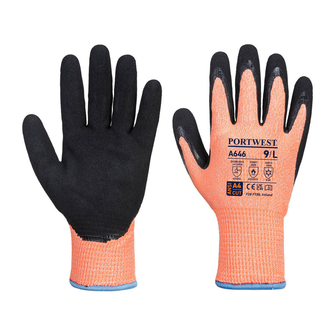 A646 Portwest® Vis-Tex Winter HR Cut Safety Work Gloves