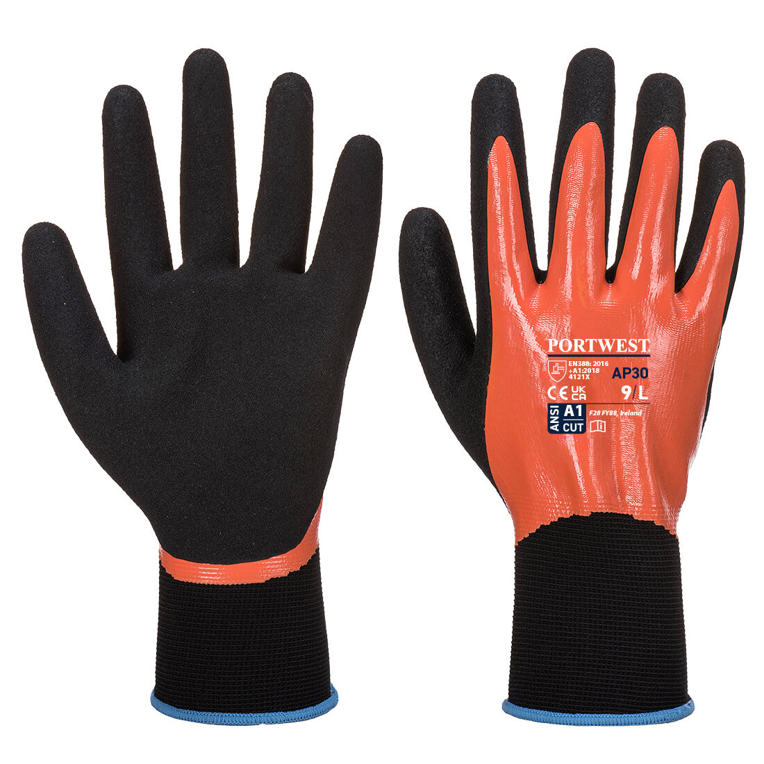 AP30 Portwest® Dermi Pro Aqua Grip A1 Hi-Viz Waterproof Work Gloves