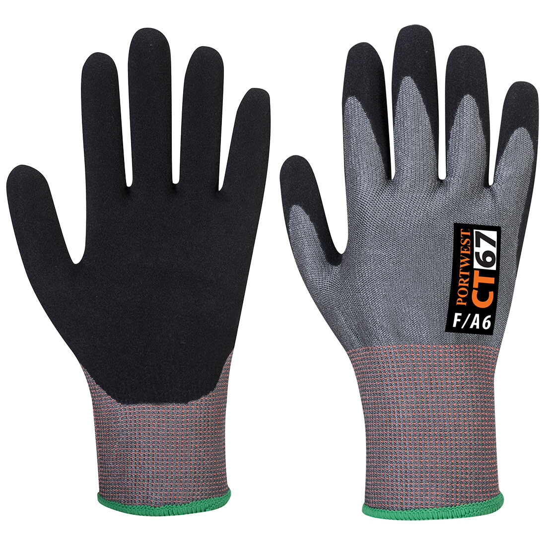 CT67  Portwest® A6 Cut Resistant Seamless Knit Nitrile Foam Coated Work Gloves