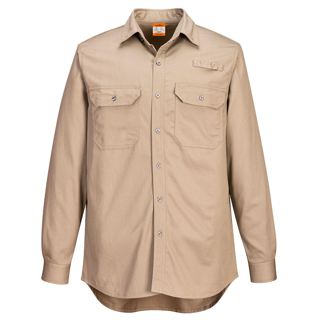 FR705 Portwest® Dual Hazard Flame-Resistant Button Down Vented Shirt - Khaki