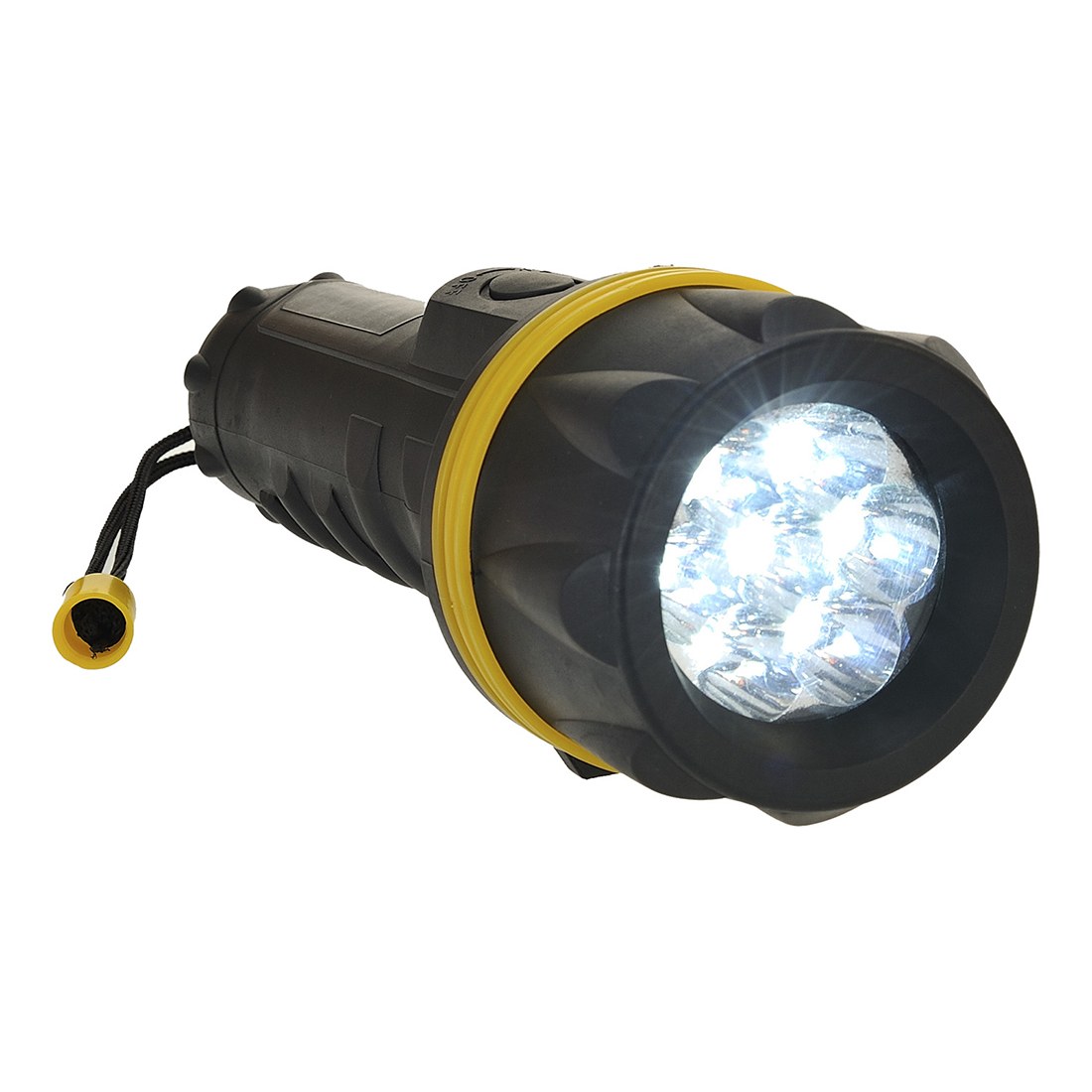 PA60 Portwest® Battery Operated 7 LED Rubberized Black and Yellow  Industrial Flashlight