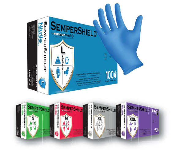 Sempermed® SemperShield®  Premium Blue Nitrile Exam Gloves