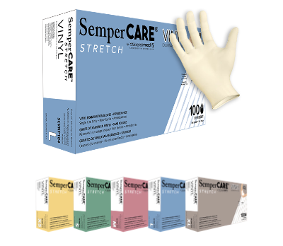 Sempermed® SemperCare® Latex-Free Powder-Free Stretch Vinyl Exam Gloves