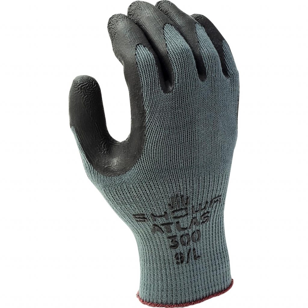 Showa® Atlas® 300B Black Latex Coated Protective Gray Knit Gloves