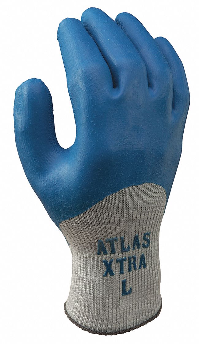 Showa® Atlas® 305 Blue Coated Knuckle Knit Gloves with Groove Texture