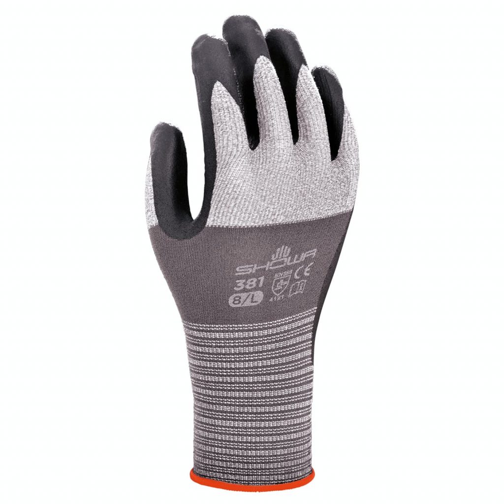 Showa® 381 foam nitrile coated 13-gauge seamless knit microfiber gloves