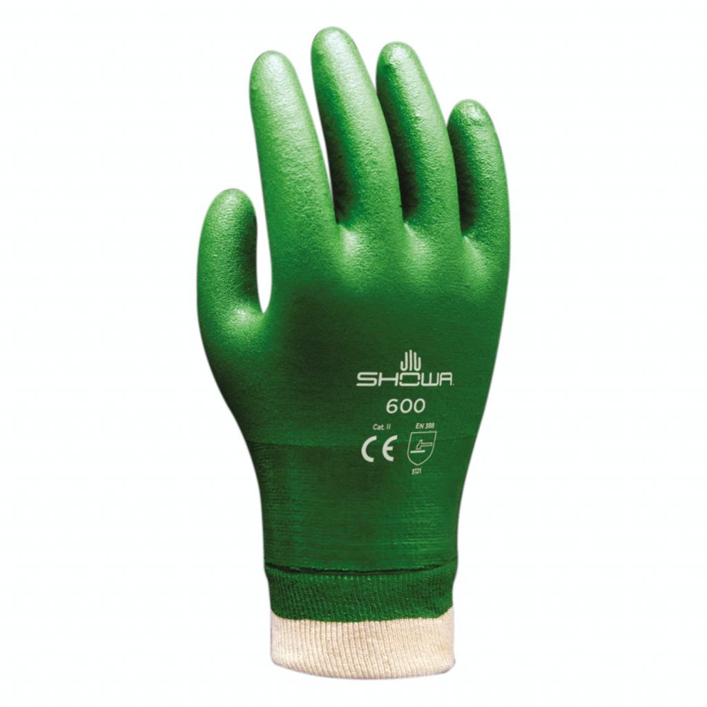 Showa® 600 Fully Coated Green PVC Jersey Lined General Purpose Gloves