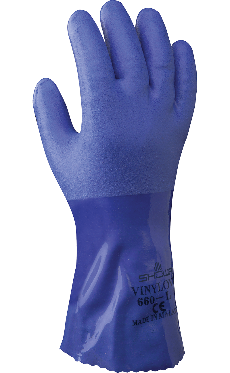 Showa® Atlas® 660 12-inch Blue Triple Coated PVC Gloves 