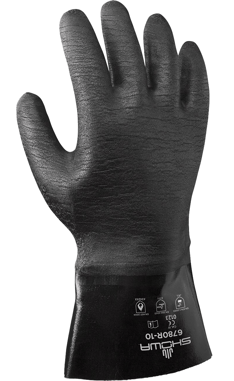 Showa® 6780R Neoprene Coated Cotton Knit 12-inch Gloves with Rough Grip 