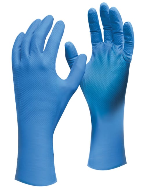 Showa® 708 Disposable 11-mil 12-inch Nitrile Gloves with fish scale grip-