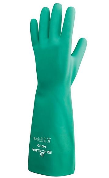 Showa® 747 chemical-resistant 22-mil 19-inch unsupported unlined extended gauntlet Nitrile Gloves