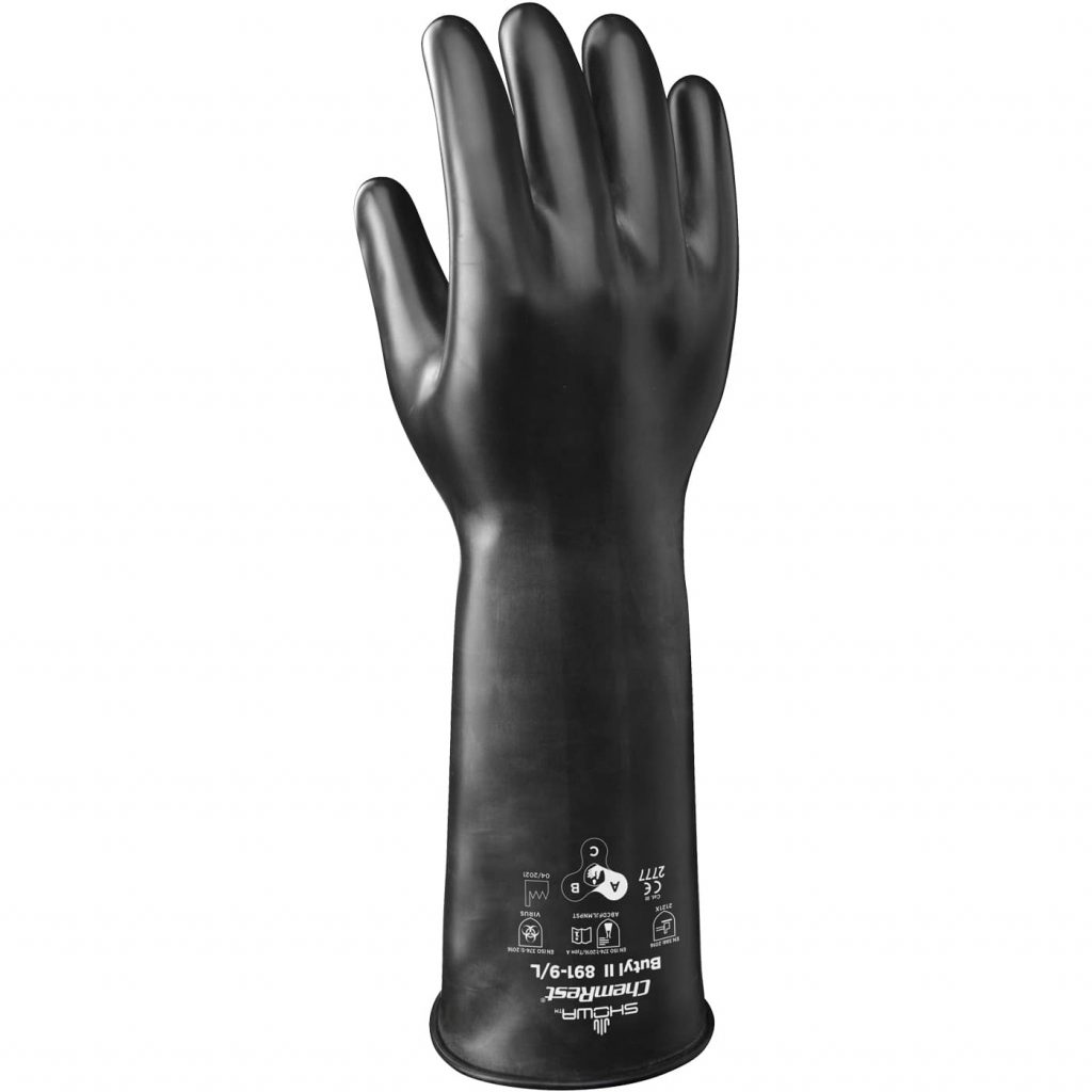 891 Showa® Viton® Unlined Chemical-Resistant 28-mil Smooth 14-inch Butyl Gloves