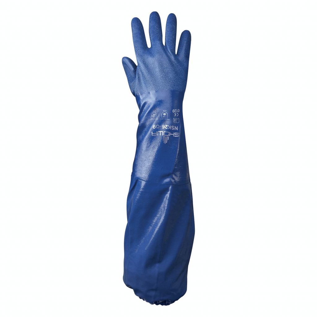 Showa® NSK26 Cotton Lined 26-inch Chemical Resistant Coated Nitrile Gloves