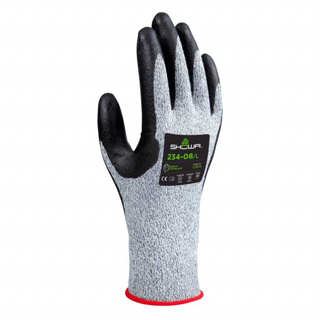 Showa® 254 foam nitrile coated 15-gauge HPPE seamless knit cut level A4 gloves