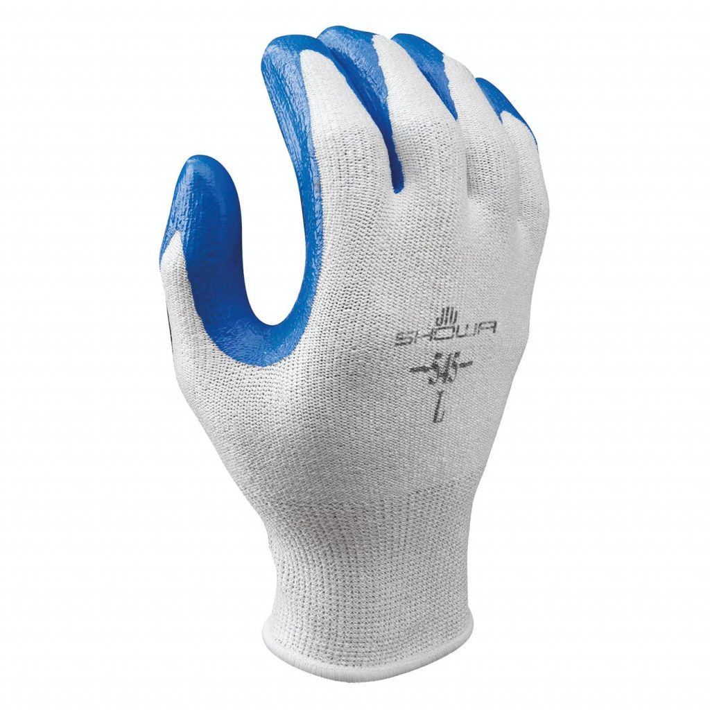 Showa® 545 blue nitrile coated gray seamless knit HPPE A2 gloves
