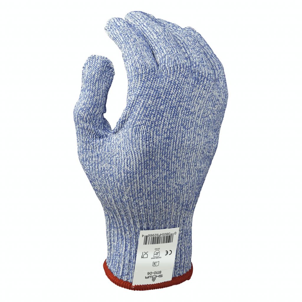 Showa® 8110 ambidextrous 10-gauge blue/white knitted HPPE cut resistant gloves