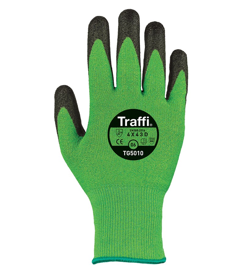 TG5010 TraffiGlove® Breathable Hi-Viz Cut Resistant Gloves with X-Dura PU Palm Coating