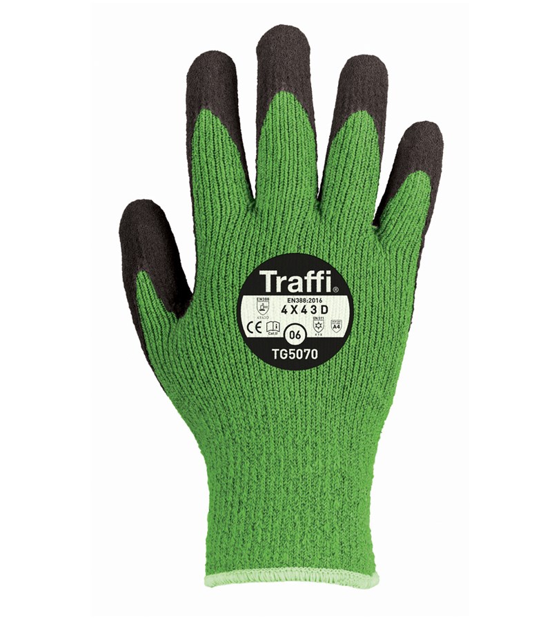 TG5070 TraffiGlove® 5 Hi-Viz Cut Level A4 Thermal Work Gloves with X-Dura Latex Palm Coating