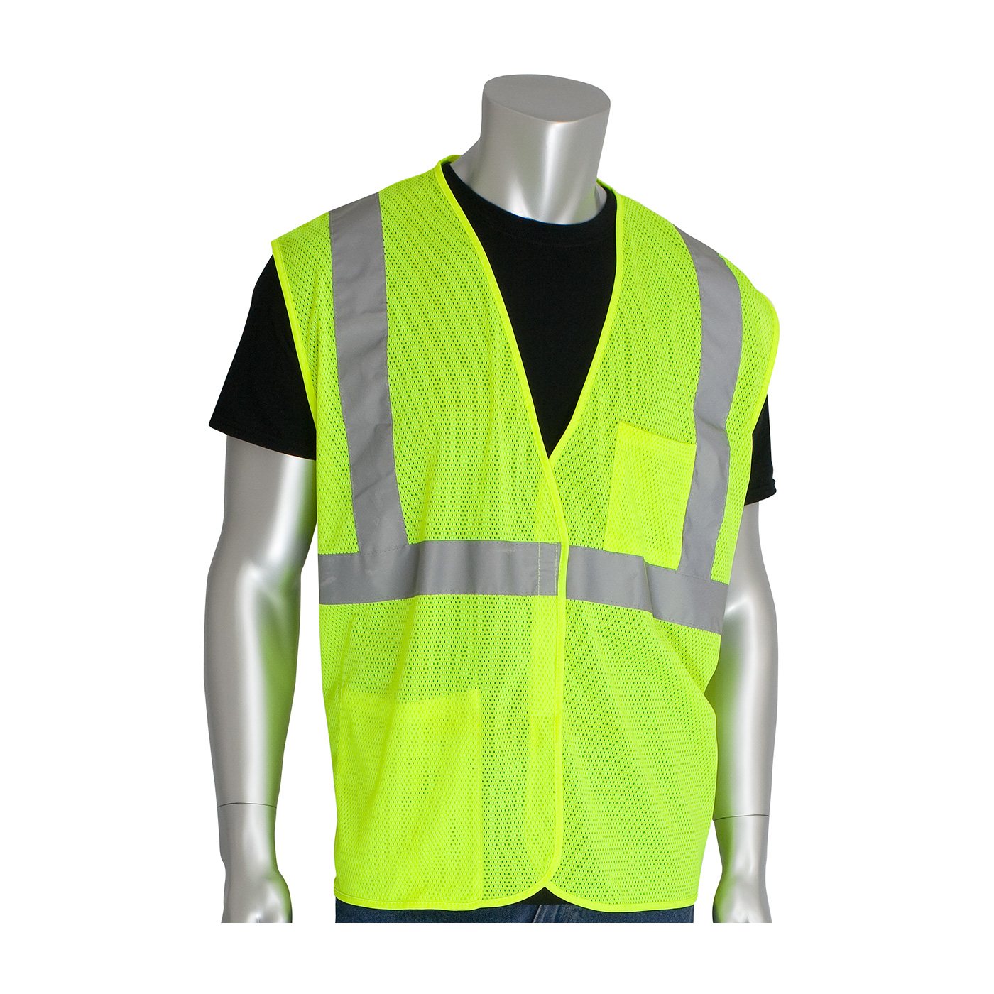 PIP® Hi Viz Yellow ANSI Type R Class 2 Two Pocket Value Mesh Vest #302-0702