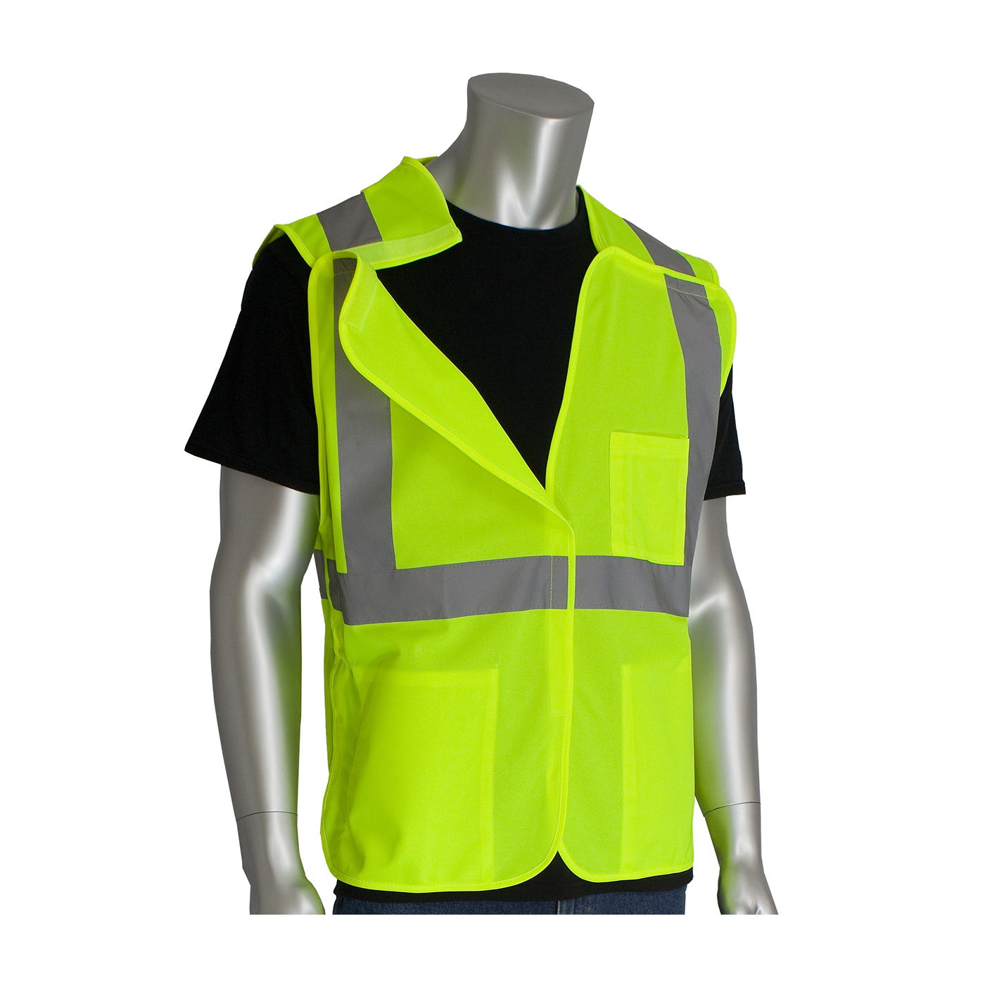 PIP® Hi-Viz Yellow ANSI Type R Class 2 Three Pocket Solid Breakaway Vest #302-5PV