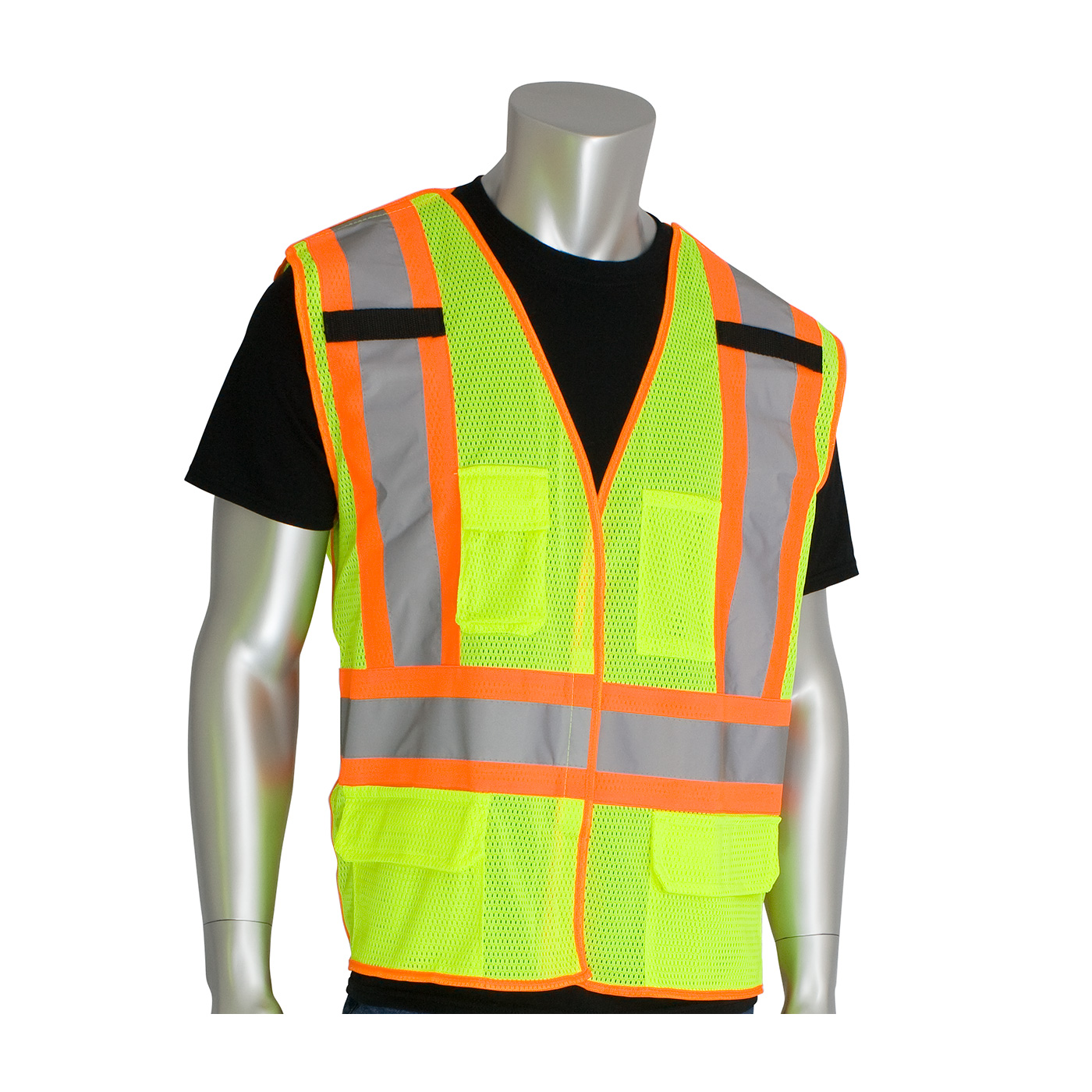 PIP® ANSI Type R Class 2 and CAN/CSA Z96 Two-Tone X-Back Breakaway Mesh Vest #302-0211LY