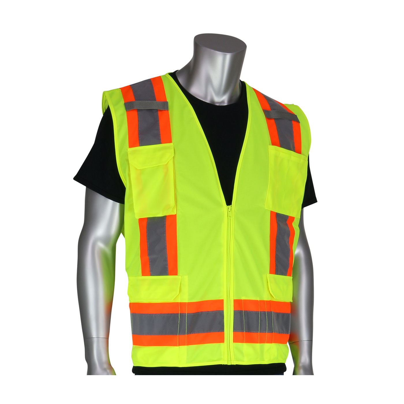 PIP® ANSI Type R Class 2 Two-Tone Eleven Pocket Surveyors Mesh Vest #302-0500M-LY