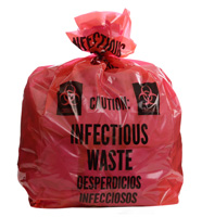 12` x 18` Red Infectious Waste Low Density Flat Liners, 2-mil 