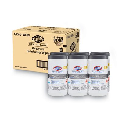 31758 Clorox® Healthcare VersaSure Cleaner Disinfectant Wipes - 6.75`  x 8` - 150 / Canister 