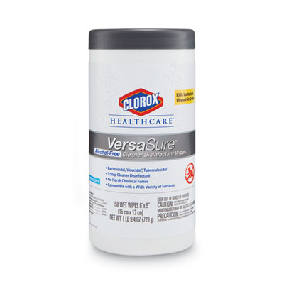 31758 Clorox® Healthcare VersaSure Cleaner Disinfectant Wipes - 6.75`  x 8` - 150 / Canister 