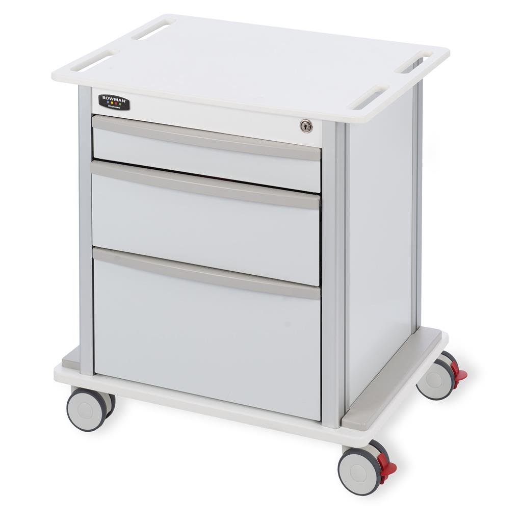 CT207-0001 : Bowman® Compact Undercounter Rolling Storage Cart with 5-inch casters and 3 locking drawers