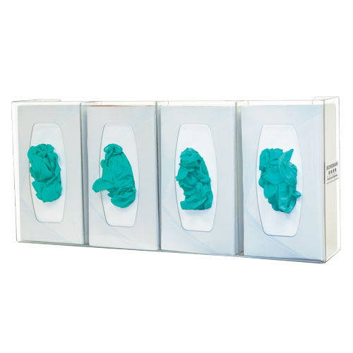 GL040-0111: Bowman® Clear PETG Plastic Quad Glove Dispenser