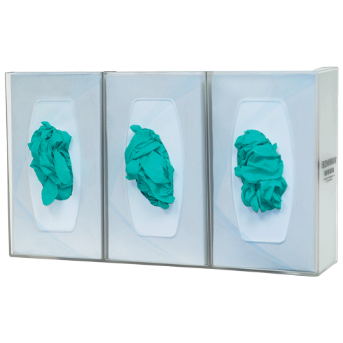 GL300-1214: Bowman® Semi-Transparent, Injection Molded Polycarbonate Plastic Triple Glove Dispenser w/ divider 