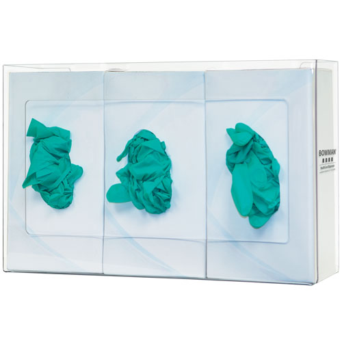 GP-015 : Bowman Clear PETG Plastic Triple Glove Box Dispenser 