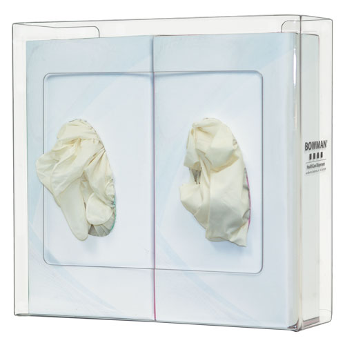 GP-072  Bowman Clear PETG Plastic Double Narrow Glove Box Dispenser