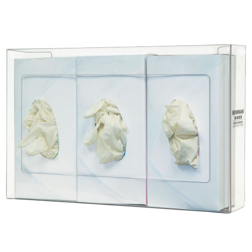 GP-073  Bowman Clear PETG Plastic Triple Narrow Glove Box Dispenser