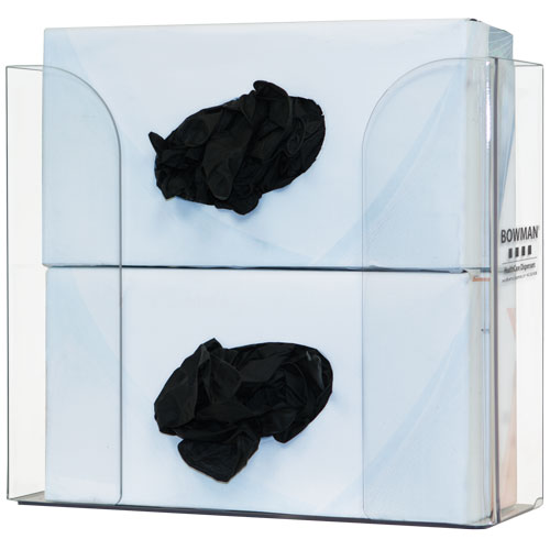 GP-320 Bowman® Clear PETG Plastic Double Horizontally Mounted Glove Box Dispenser 