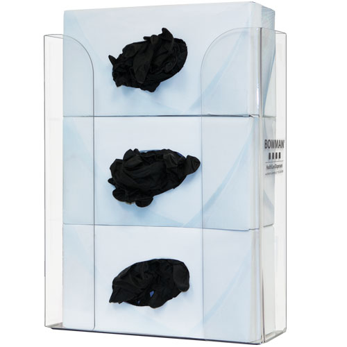 GP-330 Bowman® Clear PETG Plastic Triple Glove Box Dispenser 