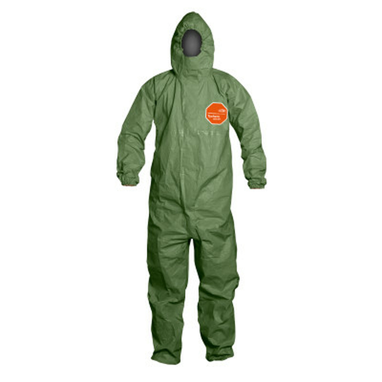 DuPont™ QS127TGR Tychem® 2000 SFR Green Coveralls w/ Elastic Cuffs, Hood & Taped Seams 