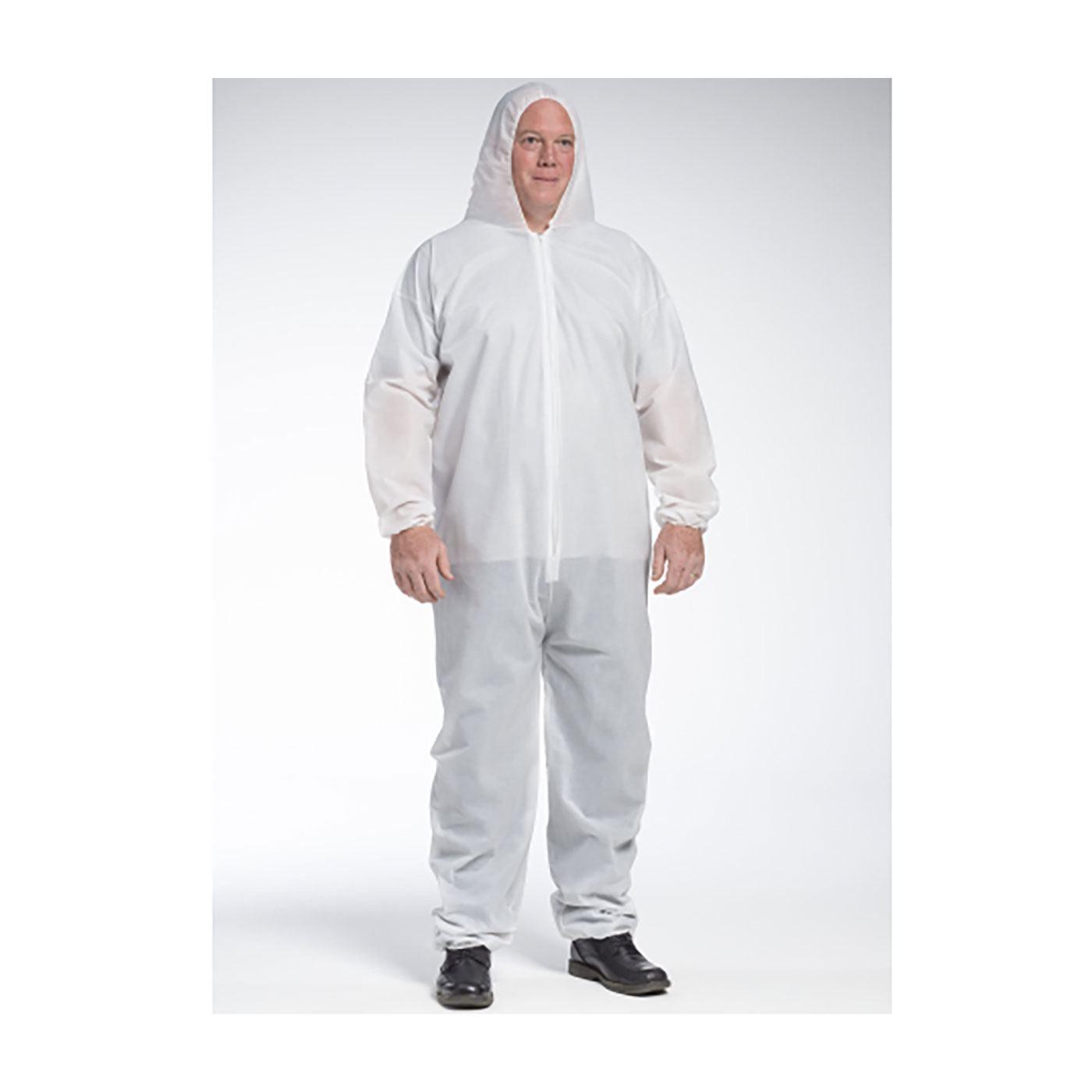 Disposable Polyethylene Coated Polypropylene  Elastic Coveralls with Attached Hood
