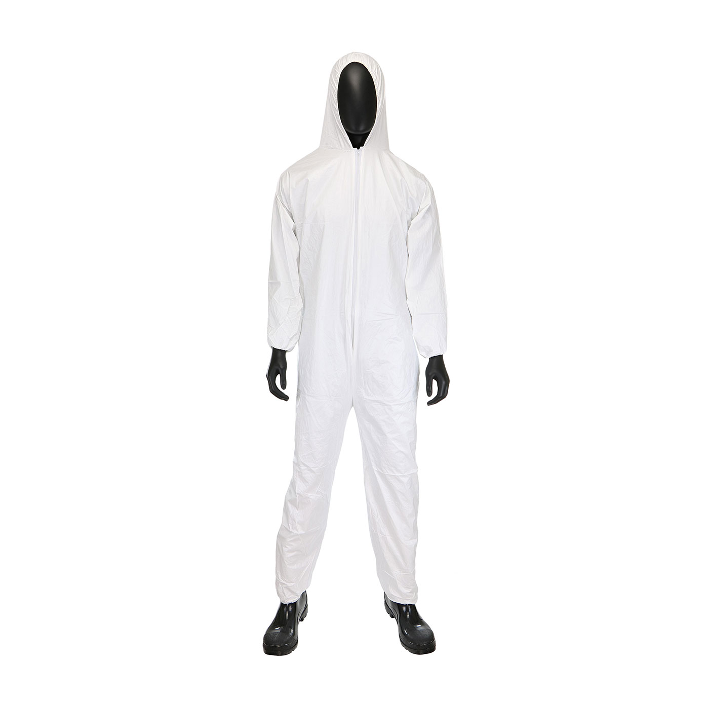3656 Microporous White Protective Coveralls w/ Elastic Cuffs and Attached Hood