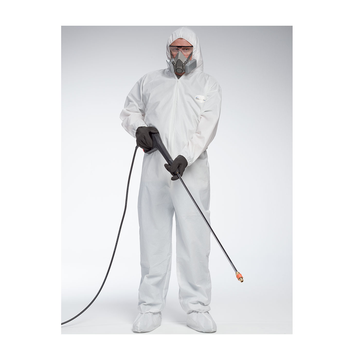 PosiWear UB Disposable Protective Body Suit Coveralls w/ Attached Hood, Attached Boots, Elastic Wrists 
