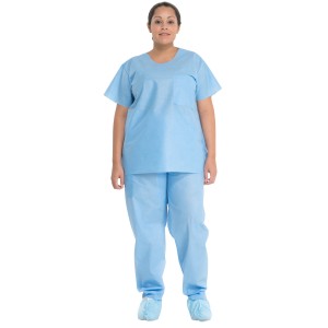 Halyard Disposable Light Blue Scrub Shirt and Scrub Pants
