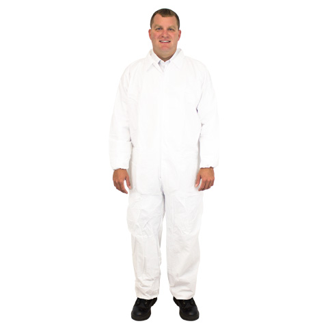 Microporous White Protective Coveralls w/ Elastic Cuffs