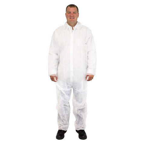 #DCWH-SIZE | M1100 Supply Source Safety Zone PolyLite® Disposable White Polypropylene Standard Protective Coveralls. 