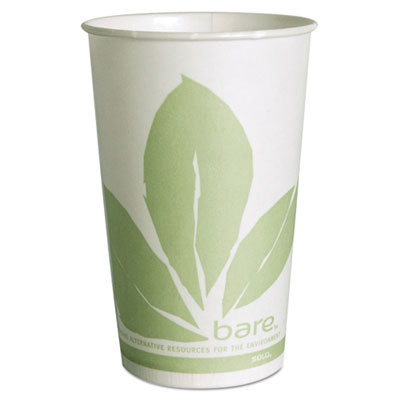 SOLO® Cup Company Bare Eco-Forward Treated Paper Cold Cups, 16 oz, Green/White, 