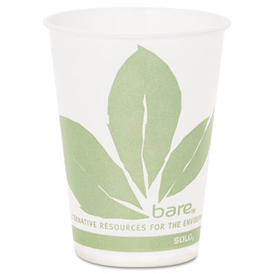 SOLO® Cup Company Bare Eco-Forward Treated Paper Cold Cups, 9 oz, Green/White, 