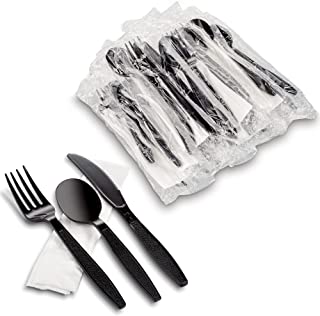 Emerald Heavy-Weight Individually Wrapped Black Disposable Cutlery (1000-ct)