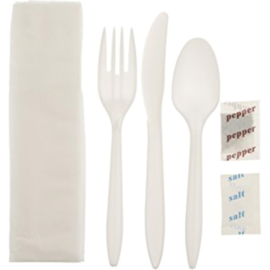75002594  Prime Source® Economy Cutlery Kit includes knife, fork, teaspoon, salt, pepper, napkin