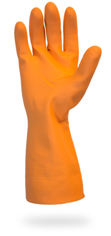GRFO-(SIZE)-1SF Safety Zone® 28-mil Orange Neoprene Latex Blend Flock Lined Latex Gloves
